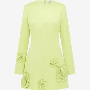 Leo Lin designer mini dress with floral accent